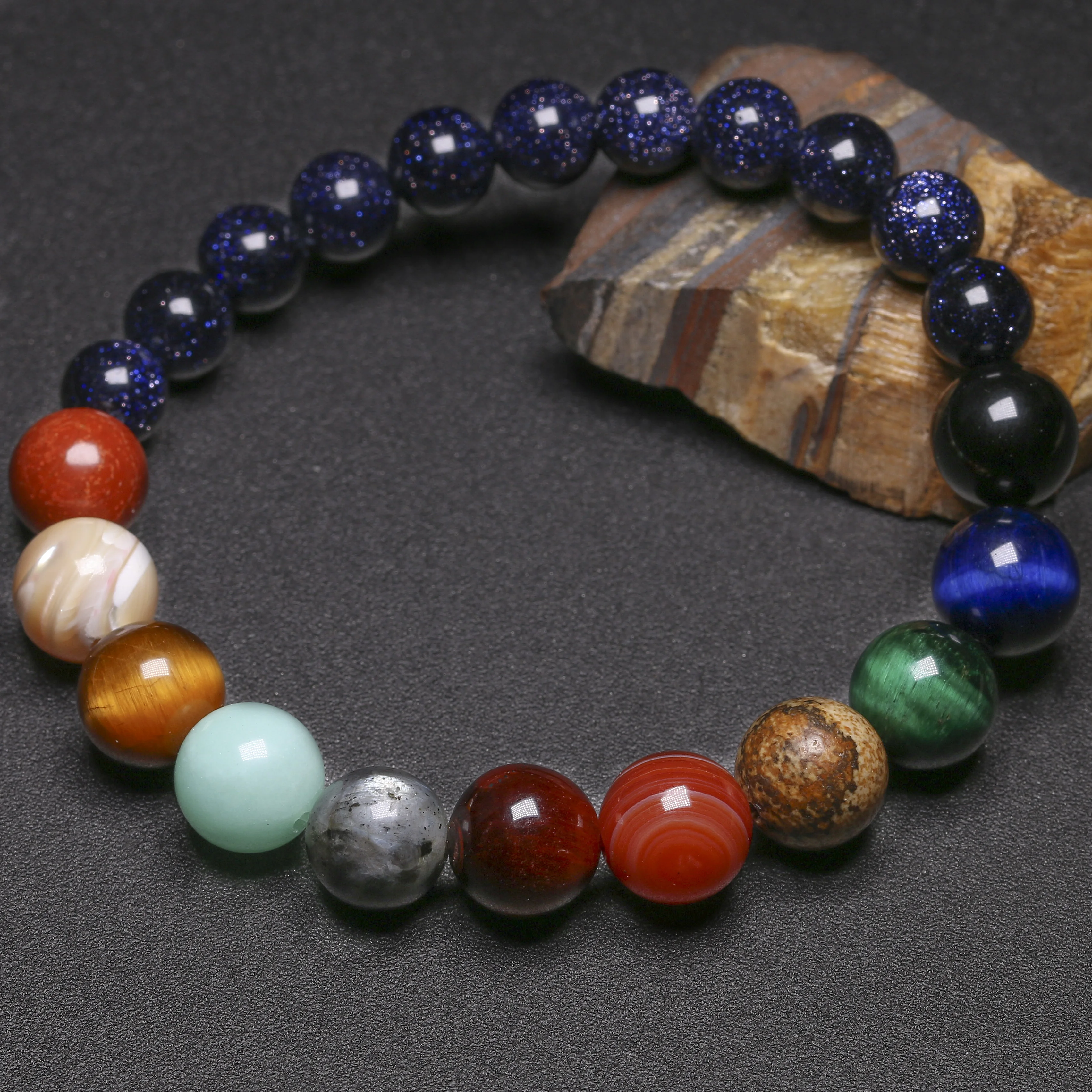 Женские браслеты из натурального камня Украшенные бусинами чакра браслет для