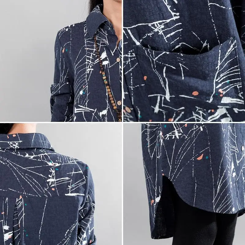 

2020 Spring Autumn Casual Loose Shirt Long Sleeve Dress Female Print Irregular Dresses Ladies New Cotton And Linen Vestidos T329
