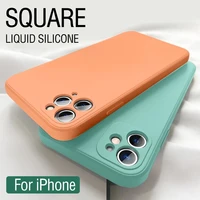 silicone straight edge case for iphone 11 12 pro max 12 mini 7 8 plus x xr xs max 7 se 2020 candy color camera protection cover