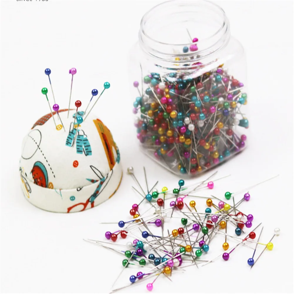

High Quality Round Dressmaking Pins1 bottle DIY Florists Sewing Pin Colorful Weddings Corsage Pearl Head Sewing Tools