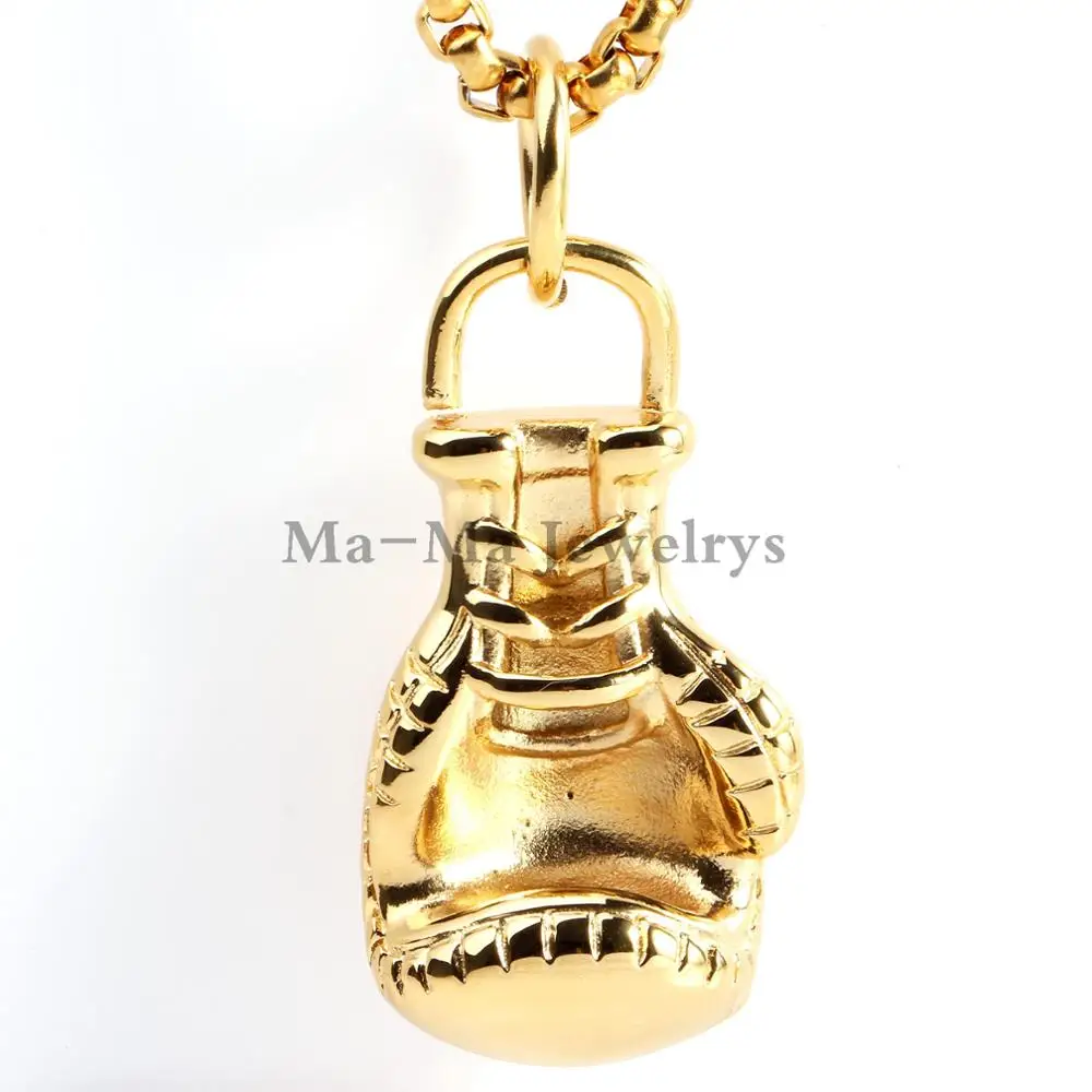

Gold Stainless Steel Glove Pendant Necklace Men's Boxing Glove Fitness Sports Jewelry