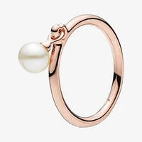 925 sterling silver pan ring creative pearl pendant rose gold ring for women wedding party gift fashion jewelry