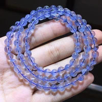 natural blue dumortierite quartz rutilated 3 laps bracelet 6 2mm women men crystal round beads rare reiki stone aaaaa