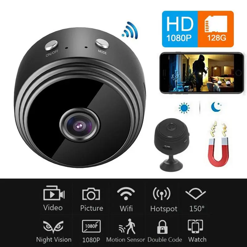 Мини видеокамера A9 Full HD 1080P с ночным видением Wi Fi IP дистанционным управлением
