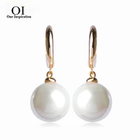 oi exquisite simulated pearl earring for women gold color ear cuff copper brinco mujer perlas oorbellen wedding bijuterias