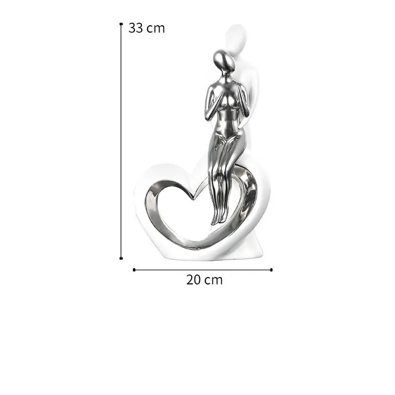 

Ceramic Heart Lovers Statue Crafts Room Home Decoration Accessories Parlor Ornaments Porcelain Figurines Wedding Gift R797
