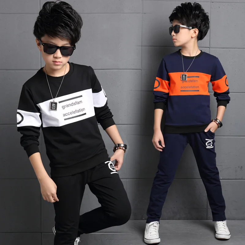 

2022 autumn winter Boys Tracksuit velvet Children Clothing Sets Cotton T-Shirt + Pants 2 Pcs Suit Boy Clothes Set 12 14 Y