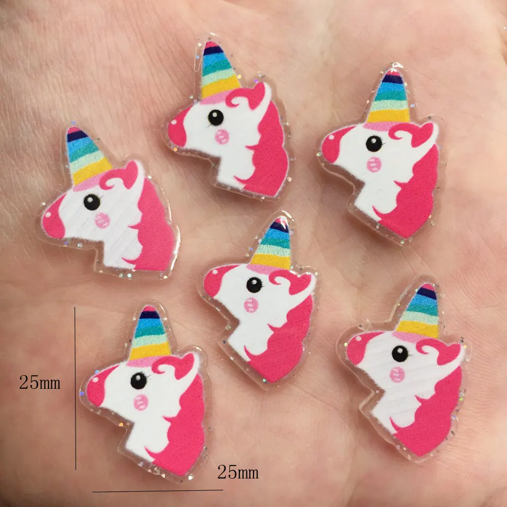 12 шт Блестящий цветной Единорог плоский задний носорог акриловый лист