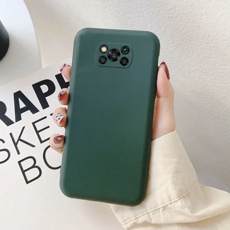 

For Poco X3 NFC Liquid Silicone Phone Case Soft Simple Solid Color Smartphone Cover Case Ultra Cases