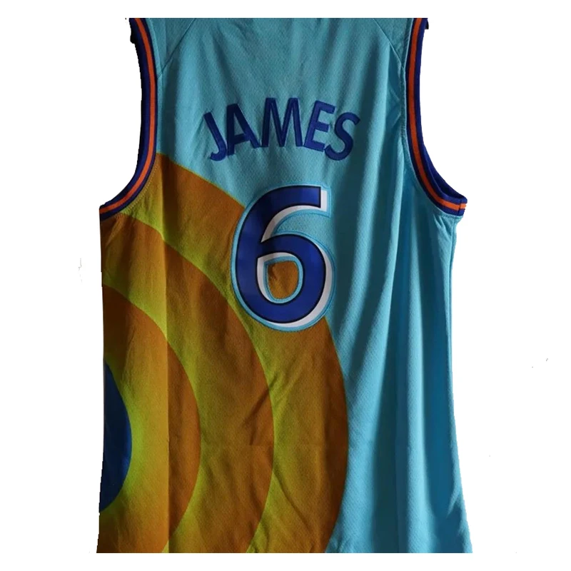Space Jam JAMES Jerseys 6# Movie Tune Squad Basketball Jersey Sports Air Slam Dunk Sleeve Blue Shirt Singlet Uniform Quick Dry |