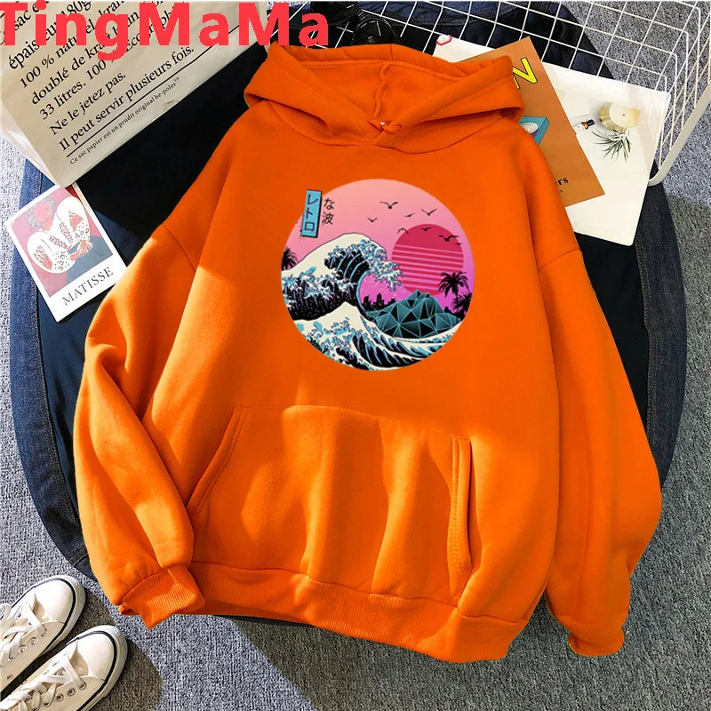 

Vaporwave the Great толстовки с капюшоном с волнистым рисунком women grunge harajuku 2021, женская одежда большого размера