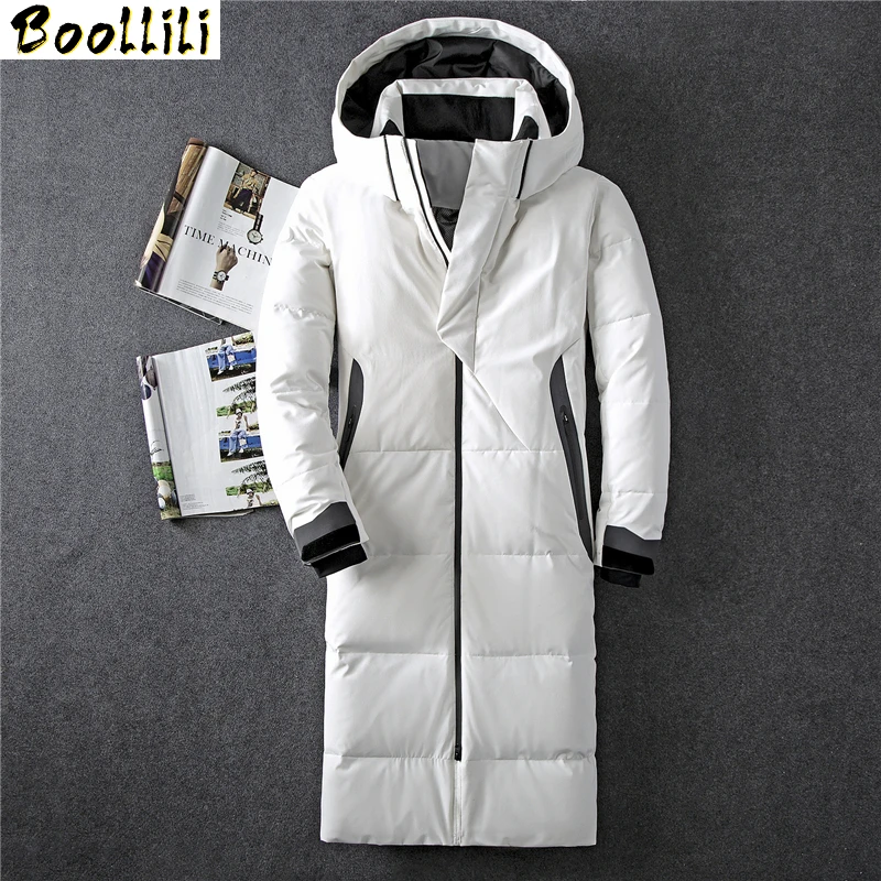 

New 2023 Winter Down Jacket Men 90% White Duck Down Men X-Long Section Casual Thickening Warm Youth Men'S Hooded Down Coat