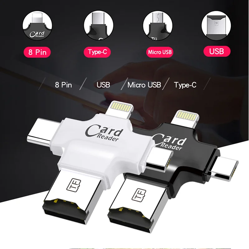 

4 в 1 USB/USB 2,0 Type-c/Micro MultiMemory устройство для чтения смарт-карт Micro SD кардридер OTG Устройство чтения ноутбуков Аксессуары для Android