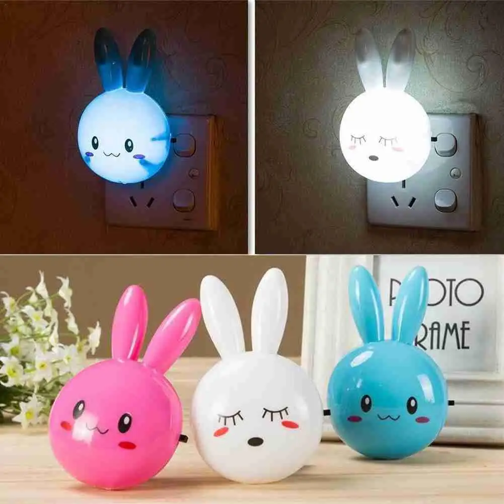 

Cartoon Rabbit Night Light LED US Children Baby Kid Living Room Bedroom Bedside Bathroom Aisle Outdoor Rechargeable Switch Lamp