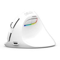 delux m618 mini ergonomic mouse wireless vertical mouse white bluetooth 2 4ghz rgb rechargeable silent click mice for office