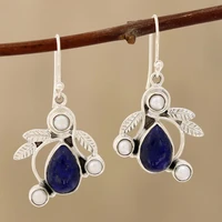 2021 latest fashion earrings for women with irregular individual leaves inlaid blue earrings factory direct sales