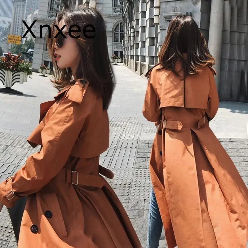 Плащ пылезащитное пальто Весенняя женская одежда тренчкот стильная двубортная