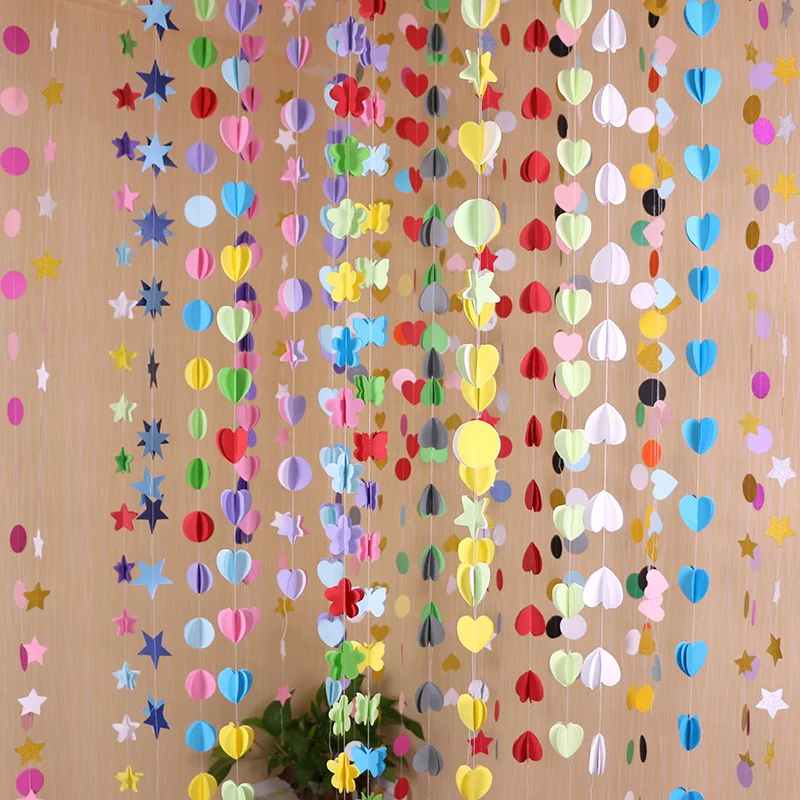 2 м праздничный вышивка звёздочки или бриллианты Бумажная гирлянда висячие