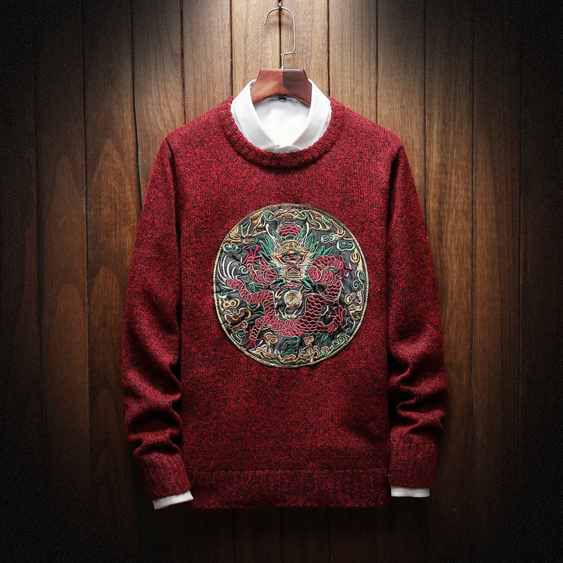 

2019 new fashion men's Sweater embroidery knit