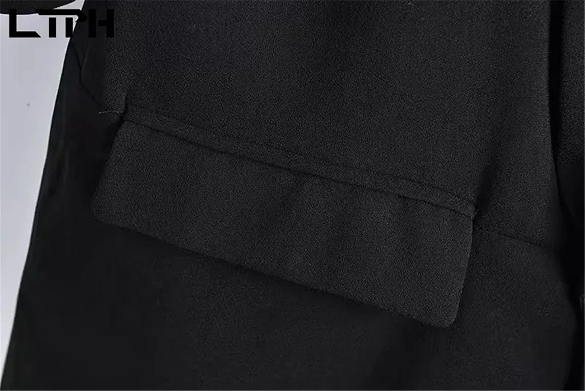 LTPH-Chaqueta delgada de longitud media para mujer, chaqueta informal sin cárdigan de botones, con bolsillos plisados, primavera 2021