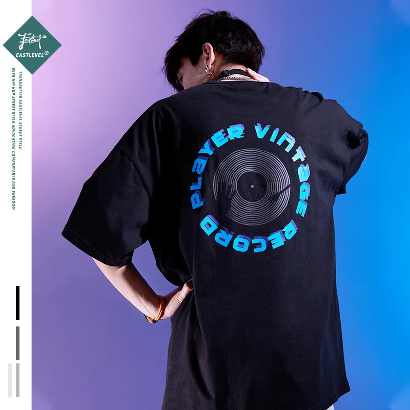 

2021 Summer Record Printing Men‘s Short Sleeve T-shirt National Tide Street Loose Large Size Couples INS Student Half Sleeve