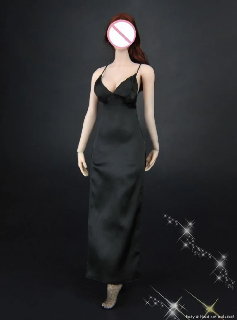 ZYTOYS-Disfraz de soldado femenino, Vestido largo de noche de 12 pulgadas, estilo Cheongsam, Sexy, color negro, ZY5025, 1/6-4