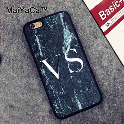 375 MaiYaCa монограмма индивидуальный мрамор инициалы задняя крышка Fundas для iPhone XR XS Max X 11 Pro MAX 6 6S 7 8 Plus 5S чехол - Цвет: 375