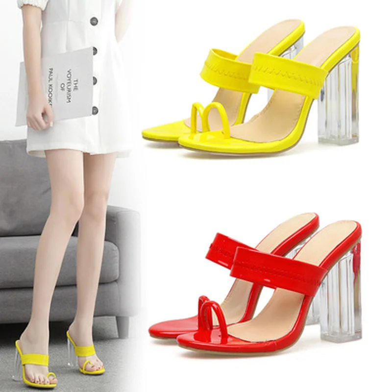 

Classic White Black Women Slippers Summer Outdoor Sandals Open Toe High Heels Slip On Flip Flops Concise Large Women's Shoes 42