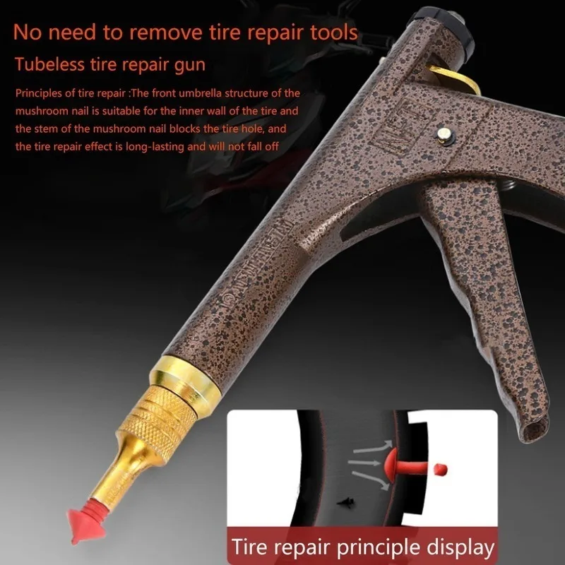 

Vacuum Tire Repair Gun Kit Motorcycle Electric Bicycle Vacuum Tire Repair Tools Puncture Plug Repair Block Air Leaking Kit New