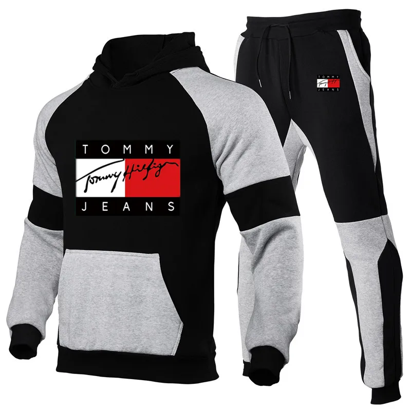 

2021 nova primavera e outono tendncia camisola + calas de moda jogging esportes e lazer masculino e feminino camisola com capu