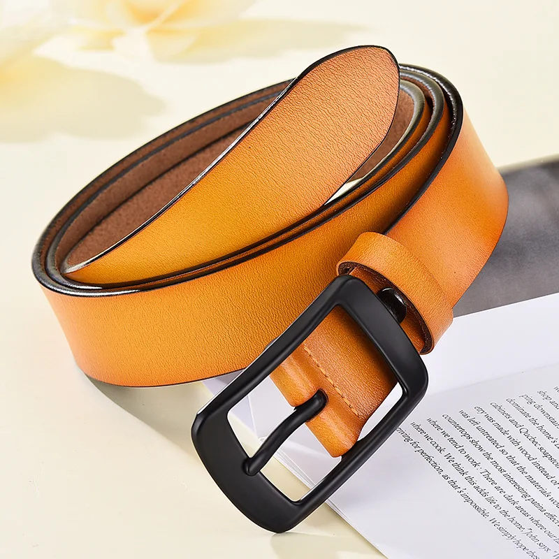 

High Quality Women Genuine Leather Belt Luxury Design Female Waistband Alloy Pin Buckles Fancy Vintage Jeans Belts 2.8cm Wide