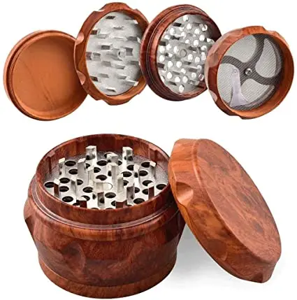 

2.5 Inch Red Wooden Grain Resin Weed Grinder 4 Layers Machine Herb Grinder Tobacco Smoke Crusher Hand Smoking Tool For Home Gift