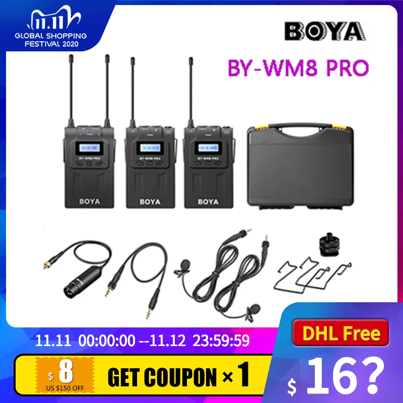 BOYA BY WM8 Pro K1 K2 WM4 pro UHF двойной беспроводной микрофон для интервью iPhone ПК DSLR
