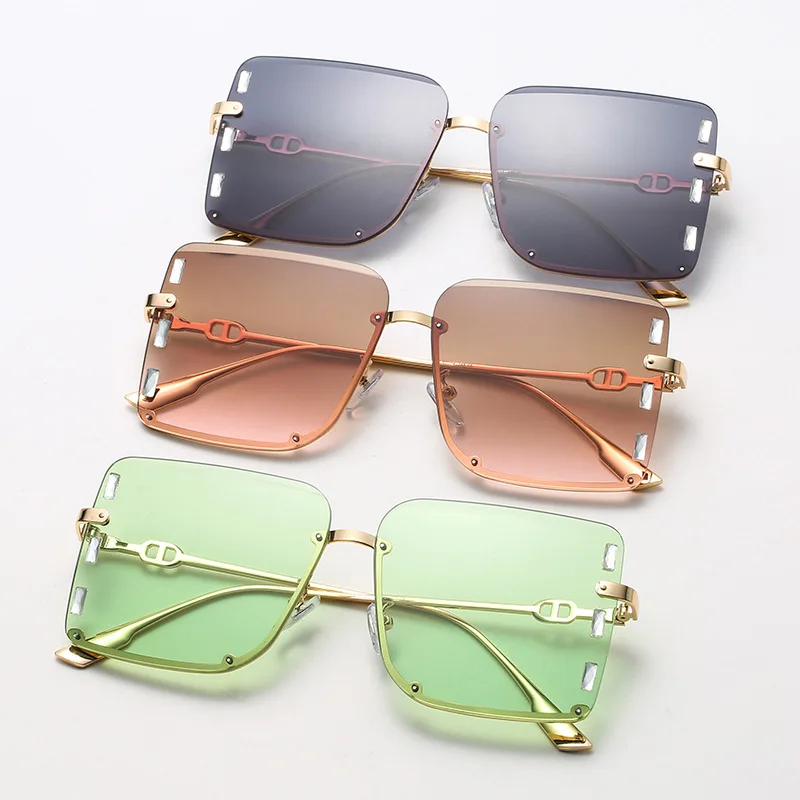 

Fashion Big Square Sunglasses for Women Rimless Oversized Shades Vintage Sun Glasses Female Frameless Designer Sunglass UV400