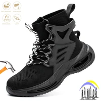 mens high top safety shoes indestructible steel toe cap anti smash puncture proof work boots breathable construction sneakers