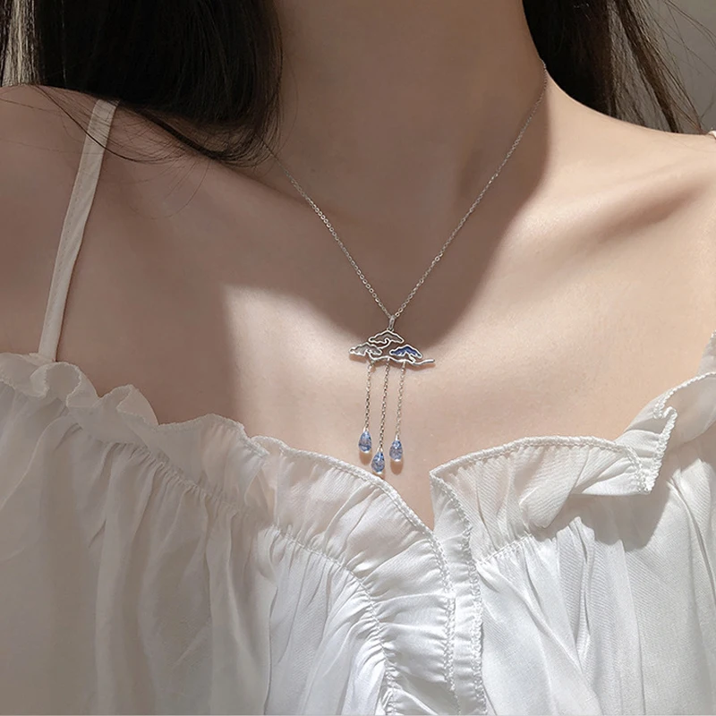 Женское Ожерелье-чокер из серебра 925 пробы с кулоном в виде облаков | Украшения и