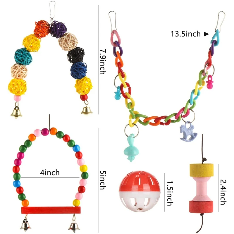 

15 Packs Bird Parrot Toys, Bird Toys Parrot Swing Toys, Hammock Chewing Hanging Bell Pet Birds Cage Toys for Parrots