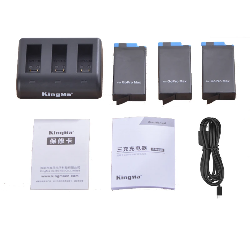 Новый Интеллектуальный Аккумулятор для GoPro Max зарядное устройство с 3 слотами +