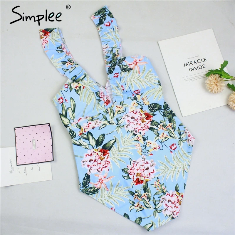 Женский купальник Simplee с цветочным принтом цельный купальный костюм пуш-ап и