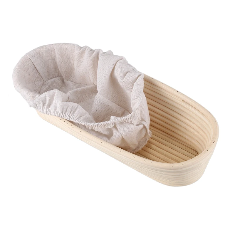 

2 Packs of 14-Inch Rattan Basket with Lined Bread Proofing Basket, Fermentation Basket Special Fermentation Rattan Basket for Co