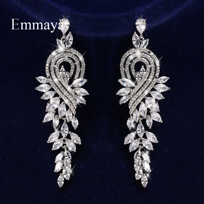 

Emmaya New Arrival Long Earring Female Charming Jewelry With Cubic Zircon Three Color Choice Distinctive Gift In Wedding Party
