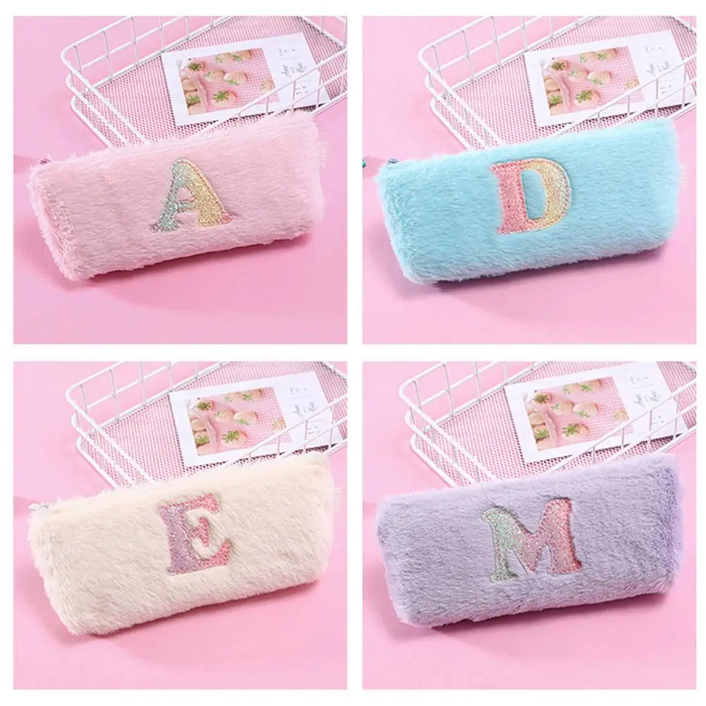 

1Pcs Lambswool Pencil Case Pen Pouch Plush Kawaii Zipper Bags Cosmetic Make Up Organizer Pouch School Office Stationery Supplies