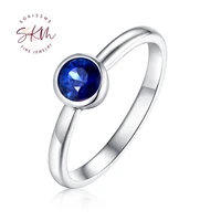 skm blue sapphire engagement ring 14k white gold simple wedding ring birthstone jewelry dainty classic promise rings