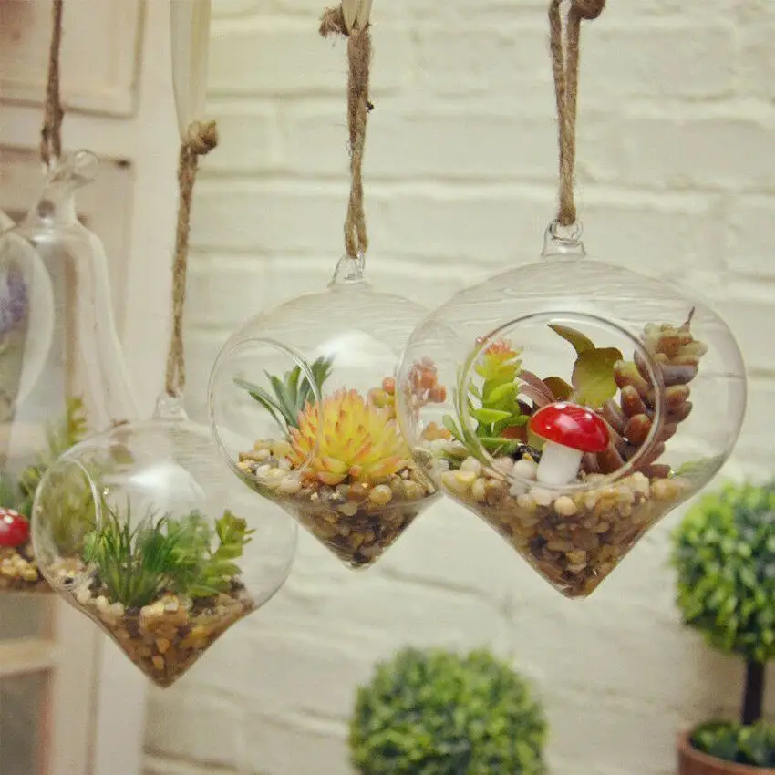

Flower Hanging Glass Plant Vase Clear Onion Shape Glass Hanging Vase Handmade Hydroponic Container Pot for Home Garden Decro