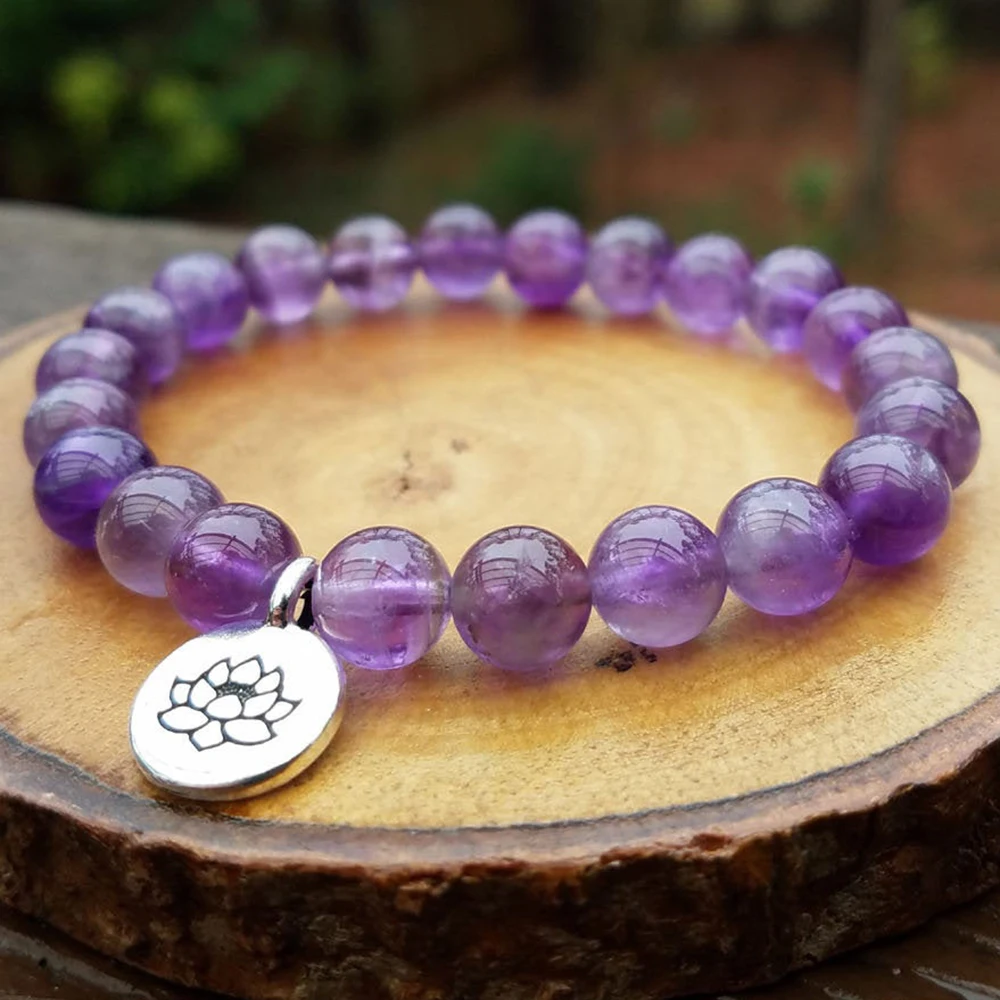 Оптовая продажа натуральный браслет с аметистом класса АА женский