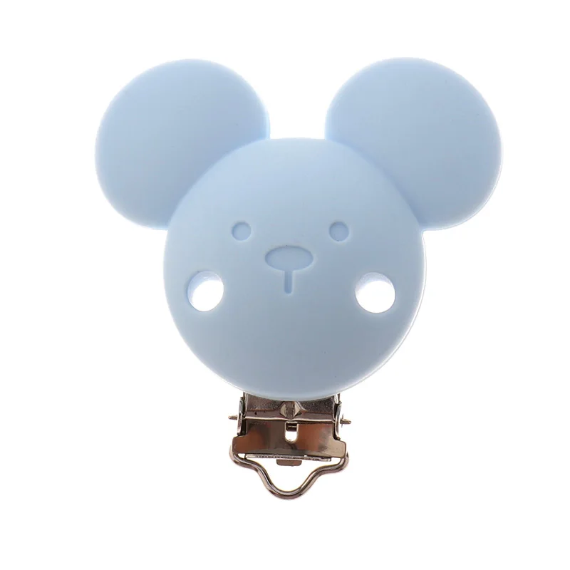 Fkisbox 2pcs Mouse Pacifier Clip Silicone Bead Baby Teether& Plastic Teething Accessories Nipple Clasps Toy DIY Round Koala