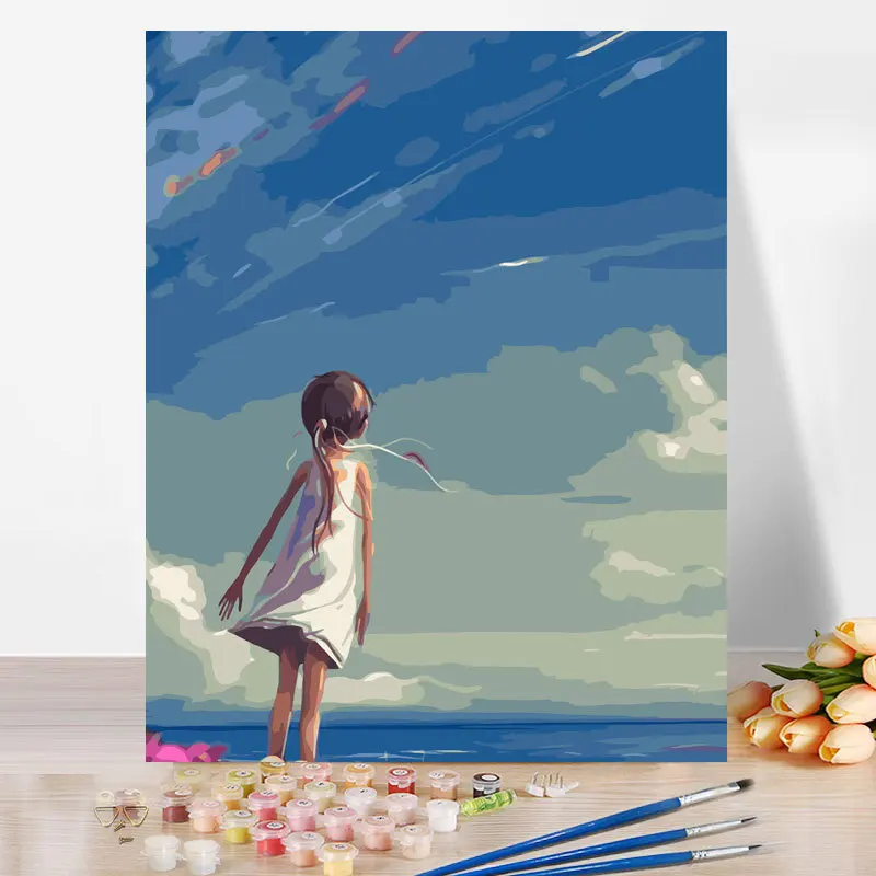 

Набор для рисования по номерам «сделай сам», абстрактная картина неба для детей и взрослых, декоративная рамка для гостиной, столовой, 40x50 см