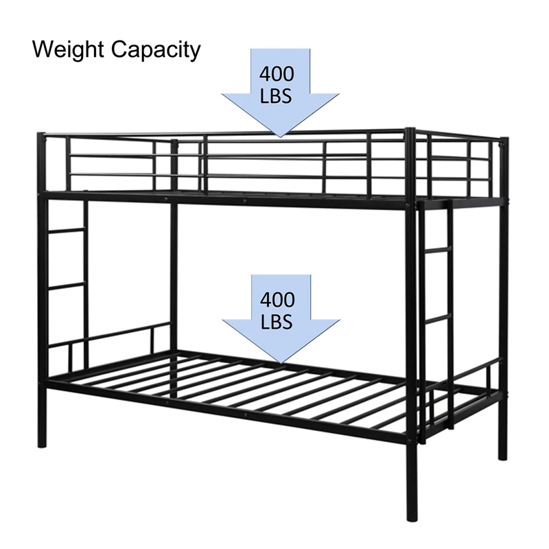 

Bunk Bed Iron Frame With Ladder High Quality Bed Suitable For Bedroom Twin Size Removable Twin Metal Bunk Bed