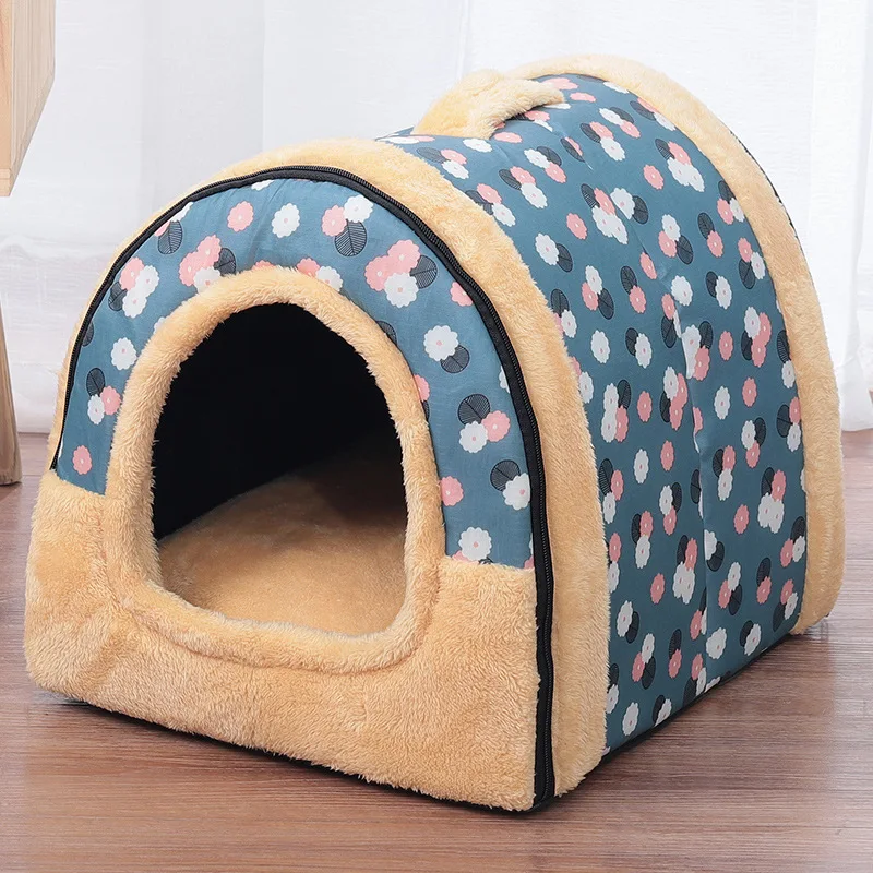 Теплый домик для собаки Лежанка домашнего питомца с принтом диван коврик