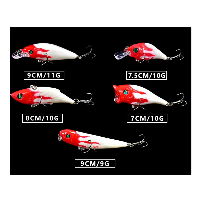 5 шт. рыболовные приманки наборы карандаш Vib Crankbait Поппер блесна воблер Swimbait для